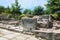 Ancient Greece city Dion. Ruins of living house. Archaeological park of sacred city of Macedon