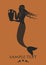 Ancient Greece man with fish tail carrying an amphora. Triton. Mediterranean mythology