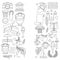 Ancient Greece Vector elements in doodle style for coloring pages Travel, history, music, food, wine