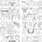 Ancient Greece Vector elements in doodle style for coloring pages Travel, history, music, food, wine