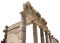 Ancient Greek antique temple facade ruins and columns isolated