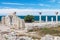 Ancient Greek basilica and marble columns in Chersonesus Taurica. Sevastopol