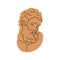Ancient Greek bust of bearded face. Old sculpture of antique Greece. Vintage philosopher head statue drawn in