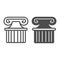 Ancient greek column line and solid icon, theater concept, part of antique greek pillar vector sign on white background