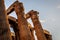 The ancient greek columns of Ancient Temple of Zeus, Olympeion, Athens, sunset light,