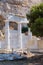 Ancient Greek columns and remains of portico at foot of pantheon in Athens