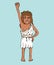 Ancient greek girl athlete in olive wreath and short chiton