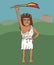 Ancient greek girl athlete with olympic flame