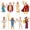 Ancient Greek gods vector cartoon characters