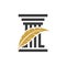 Ancient Greek Pillar Column with Feather Logo Design