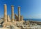 Ancient greek pillars at top of Lindos Acropolis