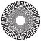 Ancient Greek round meander key black and white vector pattern