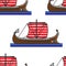 Ancient greek ship or galley seamless pattern water transport