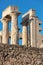 An ancient Greek temple dedicated to the goddess Aphai in Greece on the island of Aegina