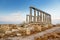 The Ancient Greek temple of Poseidon at Cape Sounion, one of the major monuments of the Golden Age of Athens