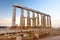 The Ancient Greek temple of Poseidon at Cape Sounion, one of the major monuments of the Golden Age of Athens