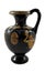 Ancient Greek vase with mythological paintings on white background.