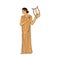 Ancient Greek woman character with harp, sketch vector illustration isolated.