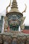Ancient guardian giant monster god statue with scary teeth at royal template palace