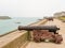 Ancient gun on Intramuros\'s walls. Saint Malo