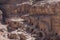 Ancient habitation in rocks of pink sandstone in Petra, Jordan, `Rose City`, one of the precious cultural properties of man`s