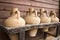 Ancient handmade clay jugs for beverage storage