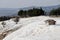 Ancient hellenic tomb submerged in travertine pool in Hierapolis, Pamukkale in Turkey scenic view