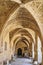 Ancient, historical artifacts in the courtyard of the archaeological museum. Rhodes, Greece