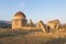 Ancient historical mausoleums complex of the 19th century. Shamakhi city, Azerbaijan. Yeddi Gumbaz Mausoleum.