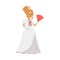 Ancient historical queen or noble lady flat vector illustration isolated.