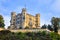 An ancient Hohenschwangau Castle under the morning sunlight in Bavaria with blue sky