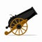 Ancient horizontal cannon. illustration of ancient cannon shooting on a white background.medieval weapons