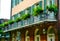 Ancient house on Bourbon Street and beautiful balconies. French Quarter, New Orleans