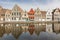 Ancient houses along a canal in Bruges