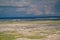 Ancient Hunters Overlook in Badlands National Park, as. a summer thunderstorm begins to roll through