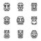 Ancient idol icon set, outline style