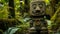 Ancient idol sculpture symbolizes spirituality in tropical forest generated by AI