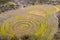 Ancient Inca circular agricultural terraces at Moray used to study the effects of different climatic conditions on crops.