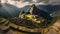 Ancient Inca ruins atop majestic mountain peak generated by AI