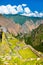 Ancient Incan terraces of Machu Picchu in Peru