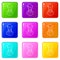 Ancient Ionic pillar icons set 9 color collection