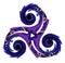 Ancient Irish symbol. Ethnic magic sign. Celtic knot pattern. Triple trickle Celtic spiral ornament. Old triskele vintage. Modern