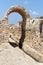 Ancient irrigation ditch and arch in archeological park in Israel