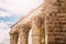 Ancient Italian ruins, beautiful aged columns of ruined history building in Rome