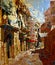 Ancient Italy city painting in acrylic oil colors