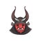 Ancient Japanese Samurai mask and helmet with horns vector Illustration on a white background