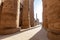 Ancient Karnak temple with big pillars and egyptian marks