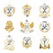 Ancient Keys emblems set. Heraldic Coat of Arms decorative logos