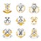 Ancient Keys emblems set. Heraldic Coat of Arms decorative logos