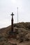 The ancient Khor Virap Monastery in Armenia: cross on mountain